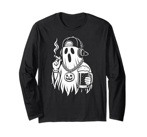 Ghost Halloween Bier Zigarette Hip Hop Männer Frauen Langarmshirt von GhostAxis1