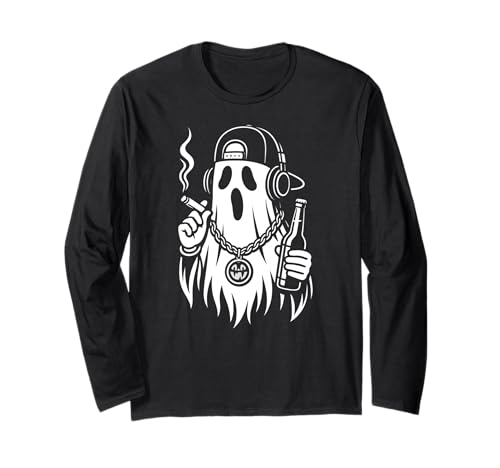 Ghost Halloween Bier Zigarette Hip Hop Männer Frauen Langarmshirt von GhostAxis1