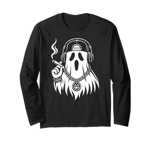 Ghost Halloween Musik Zigarette Hip Hop Männer Frauen Langarmshirt von GhostAxis1