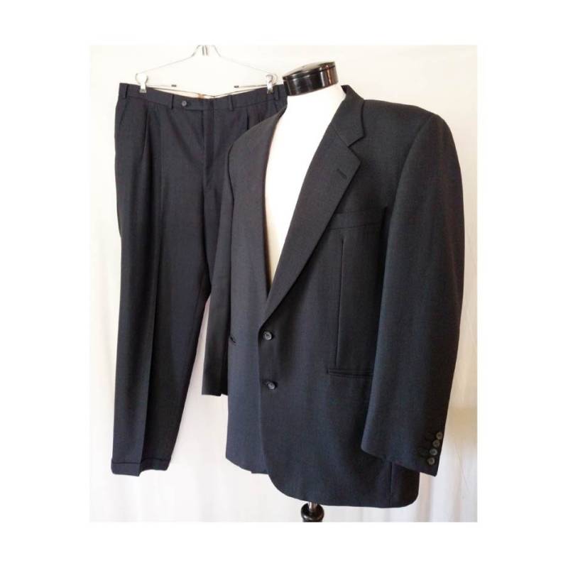 Vintage Harry Rosen Anzug Für J.p. Tilford // Fein Geschneiderter Schurwolle Hopsack Navy 1980Er 90Er Jahre Gr. 46x40 von GhostRabbitsVintage