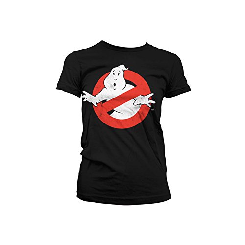 Ghostbusters Offizielles Lizenzprodukt Distressed Logo Damen T-Shirt (Schwarz), X-Large von Ghostbusters