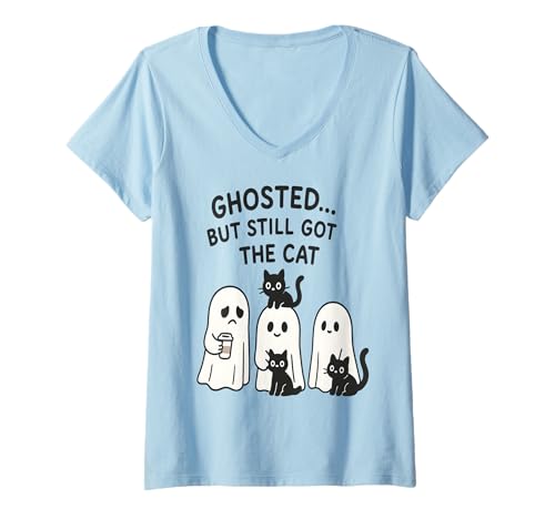 Damen Ghosted Still Got The Cat Lustiges Halloween-Kostüm T-Shirt mit V-Ausschnitt Damen Ghosted Still Got The Cat Lustiges Halloween-Kostüm T-Shirt mit V-Ausschnitt von Ghosted Still Got The Cat Apparel
