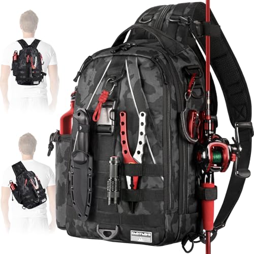 Ghosthorn Angelrucksack, Angeltasche, Rucksack mit Rutenhalter, leichte Angelbox, Fliegenfischen, Geschenke für Männer und Frauen von Ghosthorn