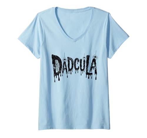 Damen Dadcula Lustiger Halloween Vampir Papa Spinnennetz Humor T-Shirt mit V-Ausschnitt von GhoulDad