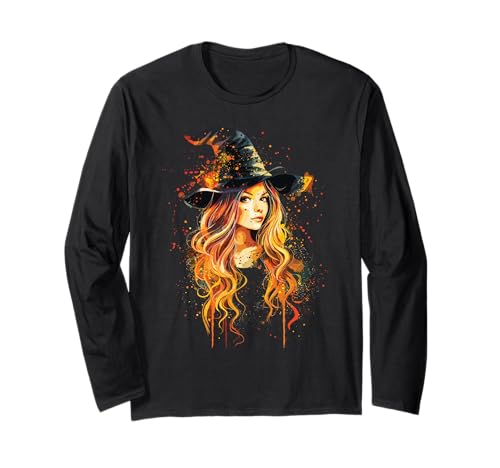 Gruselige Pin Up Hexe Halloween Pinup Girl Langarmshirt von Ghoulish halloween gifts