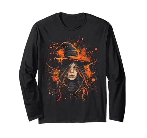 Gruselige Pin Up Hexe Halloween Pinup Girl Langarmshirt von Ghoulish halloween gifts