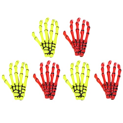 Skeleton Hands Bone Hair Clips 6pc Hair Clips Skeleton Fluorescent Punk Rock Horror Yellow Red Claws Skull Hand Hairpin for Cosplay Costume Party Favor Decor von Ghzste