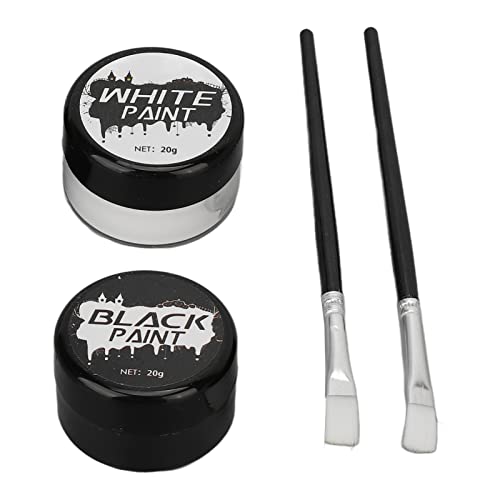 halloween schminke make up Körperfarben Schwarz und Weiß mit 2 Pinseln Kinderschminke Set Für Theaterschminke, Halloween, Karnevalsschminke, Party Make up, Wasserfest von Ghzste