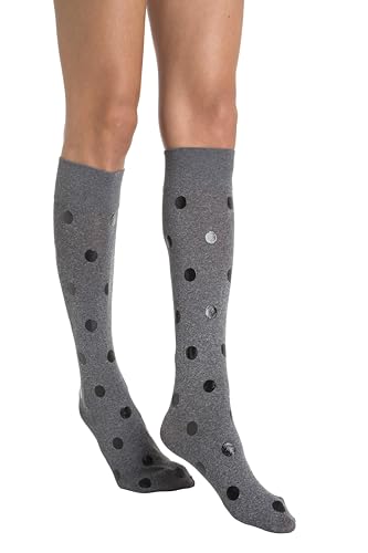 2 Paar Socken aus Mikrofaser Lurex mit Schleife. Lange, halbdeckende Socken mit Glitzer, 30 Denier, Nr. 1157, Grau Melange PUA 2 Paar, Einheitsgröße von Gi&Gi
