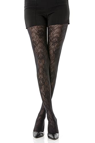 Gi&Gi 40 Denier Netzstrumpfhose, mit Zwickel aus Baumwolle für Damen, hergestellt aus umweltfreundlichem Garn, Blume, L/XL von Gi&Gi