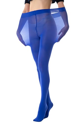 Gi&Gi Curvy Strumpfhose in Übergröße, gebogene Socken 80 den blickdicht mit weicher Mikrofaser, blau, XXL-3XL Plus von Gi&Gi