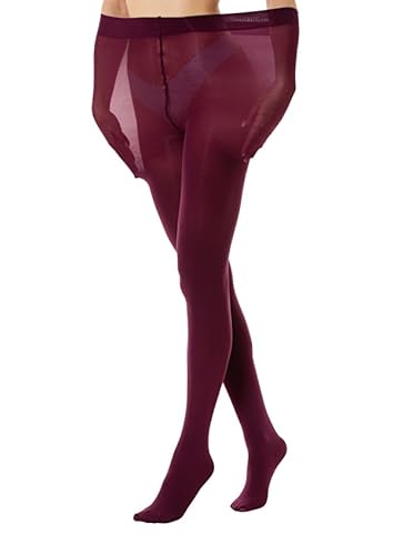 Gi&Gi Curvy Strumpfhose in Übergröße, gebogene Socken 80 den blickdicht mit weicher Mikrofaser, bordeaux, XXL-3XL Plus von Gi&Gi