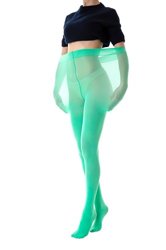 Gi&Gi Curvy Strumpfhose in Übergröße, gebogene Socken 80 den blickdicht mit weicher Mikrofaser, grün smaragd, XXL-3XL Plus von Gi&Gi