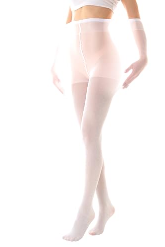 Gi&Gi Curvy Strumpfhose in Übergröße, glänzend, mit Glitzer, Strumpfhose in Übergröße, 180 Denier für Damen mit glänzendem Glitzergarn., Weiß, XXL-3XL Plus von Gi&Gi