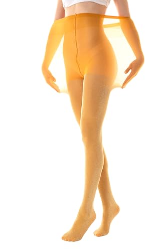 Gi&Gi Curvy Strumpfhose in Übergröße, glänzend, mit Glitzer, Strumpfhose in Übergröße, 180 Denier für Damen mit glänzendem Glitzergarn., gelb, XXL-3XL Plus von Gi&Gi