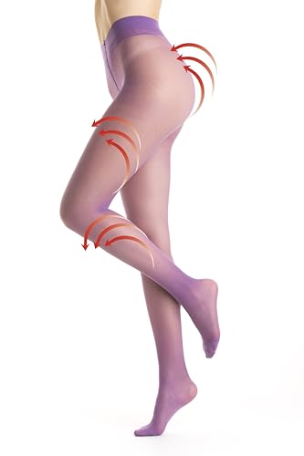 Gi&Gi Damen-Strumpfhose 70 DEN, Damensocken mit abgestufter Kompression N.3310, Lila, L von Gi&Gi