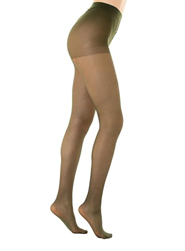Gi&Gi Damen-Strumpfhose transparent – Strumpfhose mit hoher Taille, verstärkt mit unsichtbaren Füßen, 20 Denier, militär-grün, L/XL von Gi&Gi