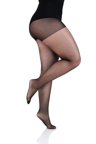 Gi&Gi Damen-Strumpfhose transparent – Strumpfhose mit hoher Taille, verstärkt mit unsichtbaren Füßen, 20 Denier, N 1493, Schwarz , 3XL Große Größen von Gi&Gi