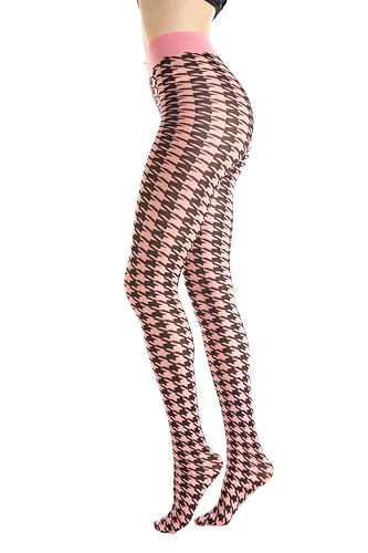 Gi&Gi Durchscheinende Strumpfhose 40 DEN mit Baumwoll-Zwickel für Damen gekennzeichnet Hahnentrittstrumpfhose wenn Optimismus in Mode ist. N.1396.., Rosa, L/XL von Gi&Gi