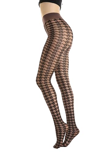 Gi&Gi Durchscheinende Strumpfhose 40 DEN mit Baumwoll-Zwickel für Damen gekennzeichnet Hahnentrittstrumpfhose wenn Optimismus in Mode ist. N.1396.., dunkelbraun, L/XL von Gi&Gi