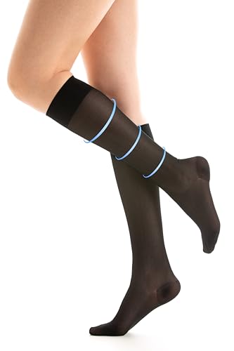 Gi&Gi Kompressionsstrümpfe für Damen, lange Kniestrümpfe 70 DEN Klasse 1-k1 18-22 mmHg, Schwarz , XL/XXL von Gi&Gi