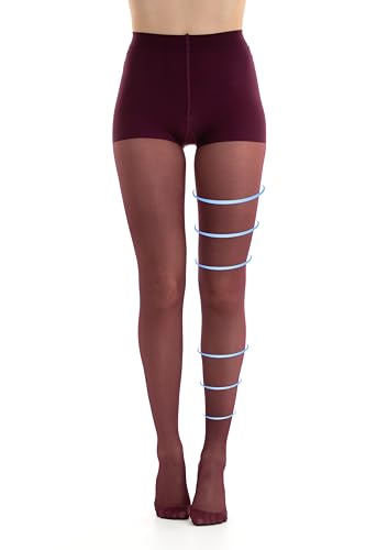 Gi&Gi Kompressionsstrumpfhose 14-16 Klasse 1 graduiert, Strümpfe tex 70 den durchscheinend formend für Damen, bordeaux, M von Gi&Gi