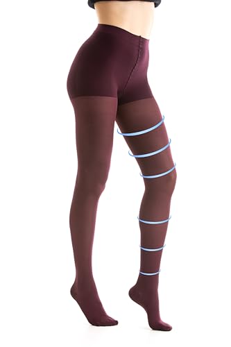 Gi&Gi Kompressionsstrumpfhose für Damen, Kompressionsstrümpfe mit abgestufter Kompression, echte Micro 70 den 14-16 mmhg, bordeaux, L von Gi&Gi
