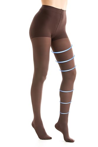 Gi&Gi Kompressionsstrumpfhose für Damen, Kompressionsstrümpfe mit abgestufter Kompression, echte Micro 70 den 14-16 mmhg, braun, M von Gi&Gi