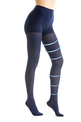 Gi&Gi Kompressionsstrumpfhose für Damen, Kompressionsstrümpfe mit abgestufter Kompression, echte Micro 70 den 14-16 mmhg, dunkelblau, L von Gi&Gi