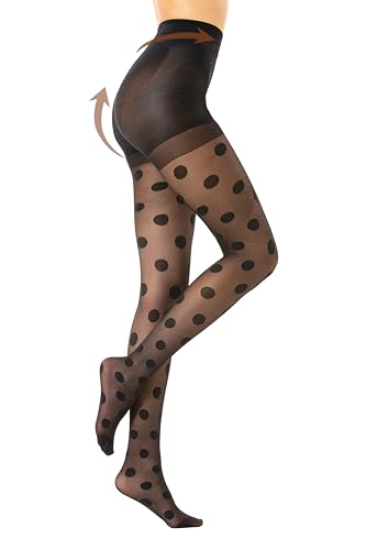 Gi&Gi Total Shaper Strumpfhose mit Punkten 20 40 80 DEN, mittlere Kompressionsstrumpfhose Denari (DE/NL/SE/PL, Alphanumerisch, L, XL, Regular, Regular, Schwarz große Punkte) von Gi&Gi