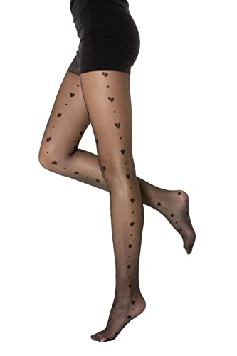 Gi&Gi Damen-Strumpfhose mit Rautenmuster und unsichtbaren Füßen, elegant, 40 Denier, Nr. 1651, Schwarz , Small-Medium von Gi&Gi