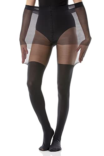 strumpfhose damen muster warm kurvig, Kunstleder, Paris, super Größe für den Winter, Mikrofaser, Größe 40 – 120 Denier (DE/NL/SE/PL, Alphanumerisch, XXL, 3XL, Große Größen, Regular, Schwarz) von Gi&Gi