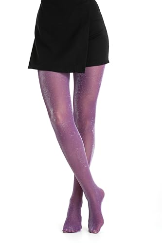 Gi&Gi, Glitzerstrumpfhosen, 40 Denari, Damenstrumpfhosen mit einem besonders glänzenden Glitzereffekt, Dunkelviolett, Small-Medium von Gi&Gi