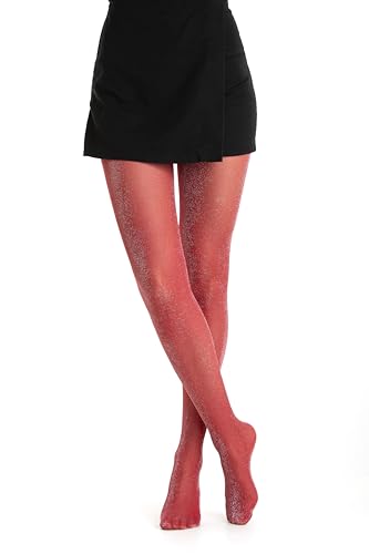 Gi&Gi, Glitzerstrumpfhosen, 40 Denari, Damenstrumpfhosen mit einem besonders glänzenden Glitzereffekt, rot, Small-Medium von Gi&Gi
