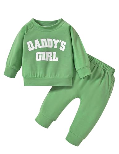 GiHaood Neugeborene Baby Mädchen Kleidung Baby Nweborn Outfits Daddy's Mädchen Langarm Set Sweatshirts Tops Hosen Herbst Winter Outfit 6-12 Monate von GiHaood