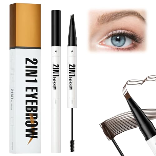 Doppelendiger Augenbrauenstift mit Wimpernfärbemittel 2-in-1 Brauen Gel Stift Naturbrauen Make up für Täglichen Look, Schwimmfest Reise Vegan Langzeit Haltbar (black) von GiHie