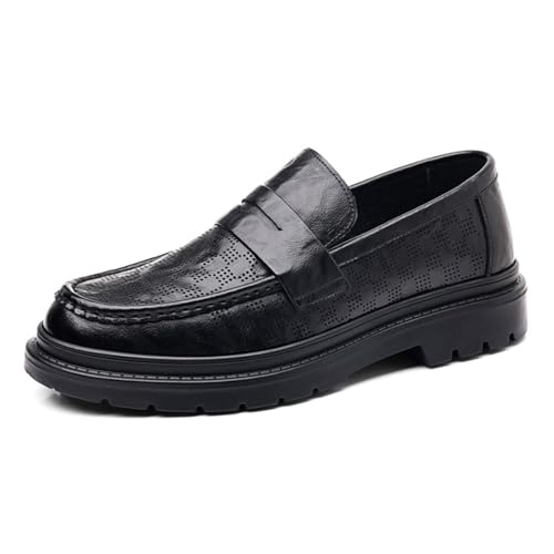 Herren-Loafer zum Hineinschlüpfen, lässige Abendschuhe – Leder-Plateau-Schuhe, lässig, zum Gehen, Fahren, Bootfahren für Reisen, Büro und Arbeit von GiJQbFL
