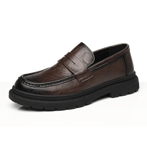 Herren-Loafer zum Hineinschlüpfen, lässige Abendschuhe – Leder-Plateau-Schuhe, lässig, zum Gehen, Fahren, Bootfahren für Reisen, Büro und Arbeit Herren-Loafer zum Hineinschlüpfen, lässige Abendschuhe – Leder-Plateau-Schuhe, lässig, zum Gehen, Fahren, Bootfahren für Reisen, Büro und Arbeit von GiJQbFL