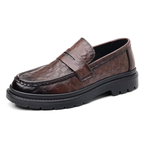 Herren-Loafer zum Hineinschlüpfen, lässige Abendschuhe – Leder-Plateau-Schuhe, lässig, zum Gehen, Fahren, Bootfahren für Reisen, Büro und Arbeit Herren-Loafer zum Hineinschlüpfen, lässige Abendschuhe – Leder-Plateau-Schuhe, lässig, zum Gehen, Fahren, Bootfahren für Reisen, Büro und Arbeit von GiJQbFL