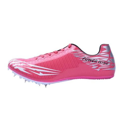 GiMLy Leichtathletik-Schuhe Für Damen Und Herren, Lauf-Spike-Schuh Kompatibel Mit 7 Nägeln, Unisex-Leichtathletik-Sneaker Für Sprint-Hoch- Und Weitsprung,Rosa,6.5UK von GiMLy