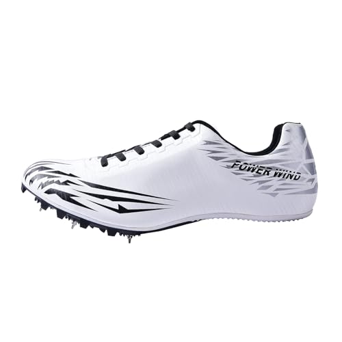 GiMLy Leichtathletik-Schuhe Für Damen Und Herren, Lauf-Spike-Schuh Kompatibel Mit 7 Nägeln, Unisex-Leichtathletik-Sneaker Für Sprint-Hoch- Und Weitsprung,Weiß,4UK von GiMLy