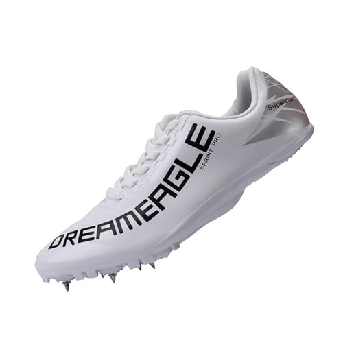 GiMLy Leichtathletik-Schuhe Für Herren, Spikes, Atmungsaktiv, Leicht, Für Professionelles Laufen, Sprint-Schuhe, Sneakers,Weiß,5UK von GiMLy