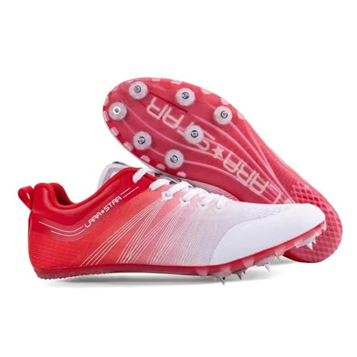 GiMLy Sprint Leichtathletik-Spike-Schuhe, Unisex, Farbverlauf, 7 Nägel, Leichtathletik-Spikes, Herren Und Damen, Leicht, Modisch, Laufspikes, Leichtathletik-Schuhe, Sprint-Spikes-Schuhe,Rot,40EU von GiMLy