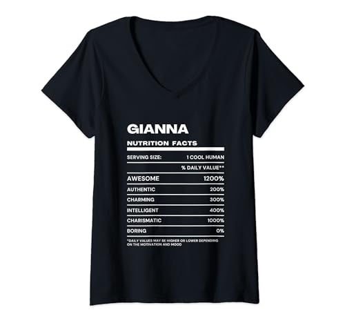Damen Gianna Durchschnittliche Nährwerte Name Lustig T-Shirt mit V-Ausschnitt Damen Gianna Durchschnittliche Nährwerte Name Lustig T-Shirt mit V-Ausschnitt von Gianna Nutrition Facts Name Funny Birthday