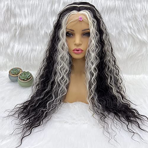 GIANNAY Lace-Perücke für vorderen Haaransatz, gelocktes Haar, schwarz mit weißen Strähnen, Streifen in Stinktieroptik, Synthetik, für Damen, 66 cm, Schwarz-Weiß GIANNAY Lace-Perücke für vorderen Haaransatz, gelocktes Haar, schwarz mit weißen Strähnen, Streifen in Stinktieroptik, Synthetik, für Damen, 66 cm, Schwarz-Weiß von Giannay Hair