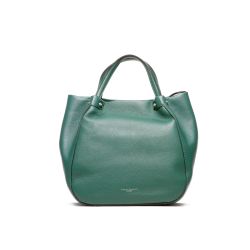 Dunkelgrüne Genarbte Lederhandtasche Mit Nieten von Gianni Chiarini