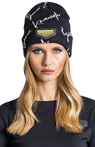 Gianni Kavanagh Damen Black GK Signature Beanie Mütze Hut, schwarz, One Size von Gianni Kavanagh