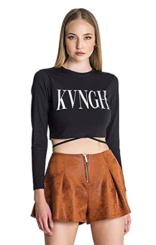 Gianni Kavanagh Damen Schwarzes Lucifer Langarm-T-Shirt, Small von Gianni Kavanagh