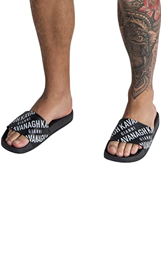 Gianni Kavanagh Herren Black Logomania Sliders Slide Sandalen, Schwarz, 41 EU von Gianni Kavanagh