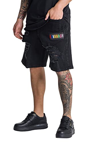 Gianni Kavanagh Herren Black Neverland Denim Jeans-Shorts, Schwarz, S von Gianni Kavanagh